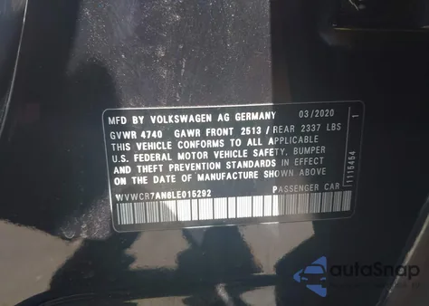 2020 Volkswagen Arteon 2.0T Sel z USA, uszkodzony, nr VIN WVWCR7AN6LE015292